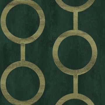 Kör mintával díszített design tapéta, sötétzöld és sárga PRI204 (Prisma)