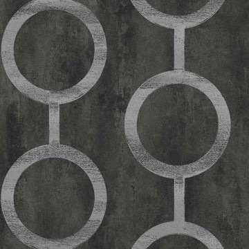 Kör mintával díszített design tapéta, szürke és fekete PRI208 (Prisma)