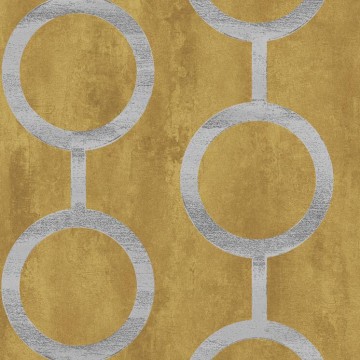 Kör mintával díszített design tapéta, sárga és szürke PRI209 (Prisma)