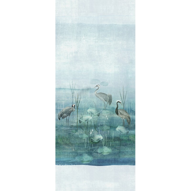 Kékeszöld fali poszter madarakkal DGIUM101 (381X300 cm)