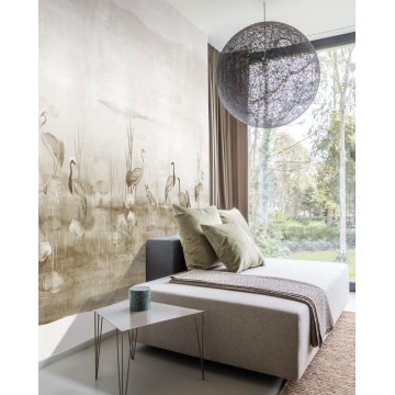 Barna fali poszter madarakkal DGIUM102 (381X300 cm)