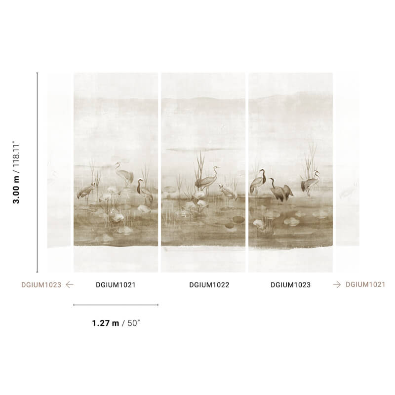 Barna fali poszter madarakkal DGIUM102 (381X300 cm)