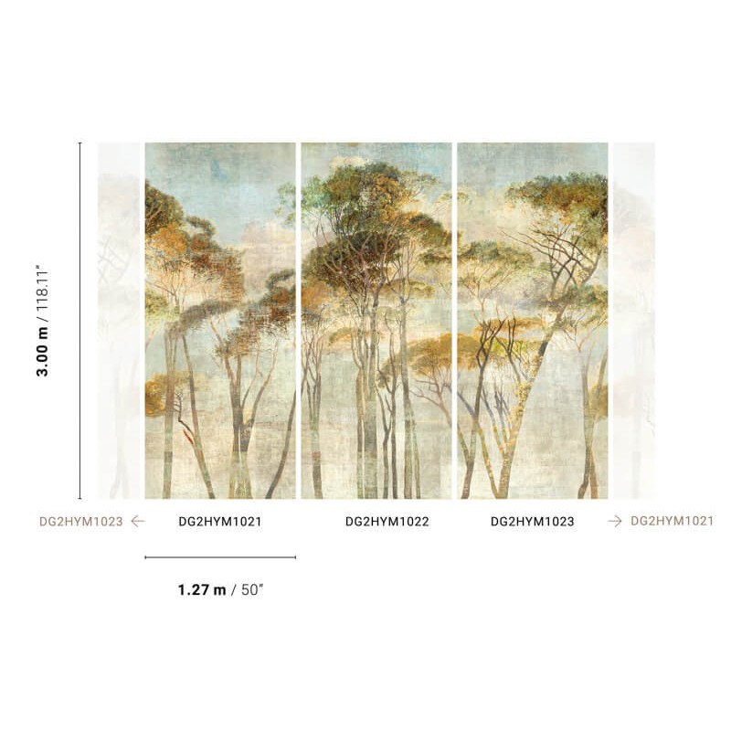 Fák egzotikus hangulatú fali poszter barna DG2HYM102 (381X300 cm)