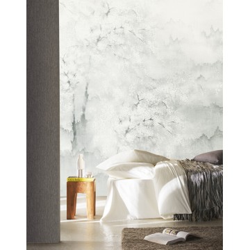 Fák virágokkal világosszürke fali poszter DG2ISA101 (381X300 cm)