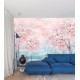Fák virágokkal türkiz rózsaszín fali poszter DG2ISA102 (381X300 cm)