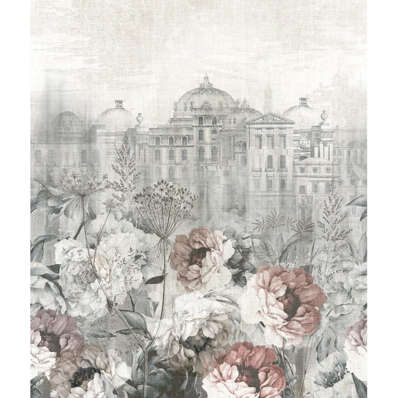 Klasszikus fali poszter virágokkal épülettel szürke DGKEN301 (254X300 cm) Klasszikus fali poszter virágokkal épülettel szürke DGKEN301 (254X300 cm)