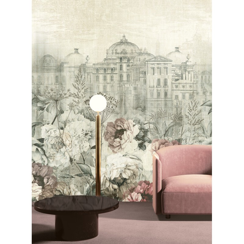 Klasszikus fali poszter virágokkal épülettel szürke DGKEN301 (254X300 cm) Klasszikus fali poszter virágokkal épülettel szürke DGKEN301 (254X300 cm)