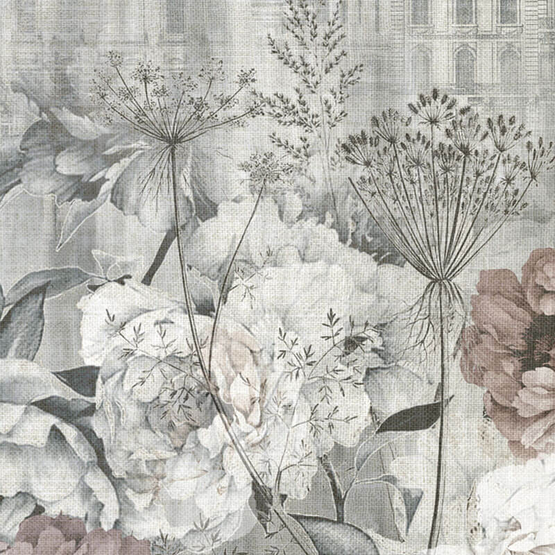 Klasszikus fali poszter virágokkal épülettel szürke DGKEN301 (254X300 cm) Klasszikus fali poszter virágokkal épülettel szürke DGKEN301 (254X300 cm)