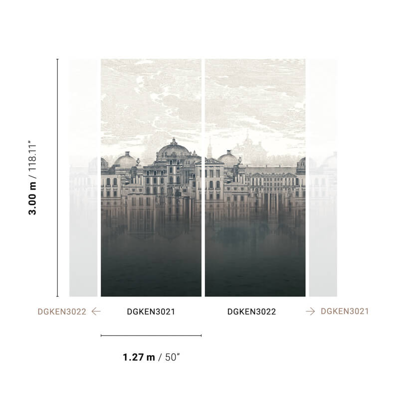 Épületek klasszikus fali poszter sötétszürke DGKEN302 (254X300 cm)