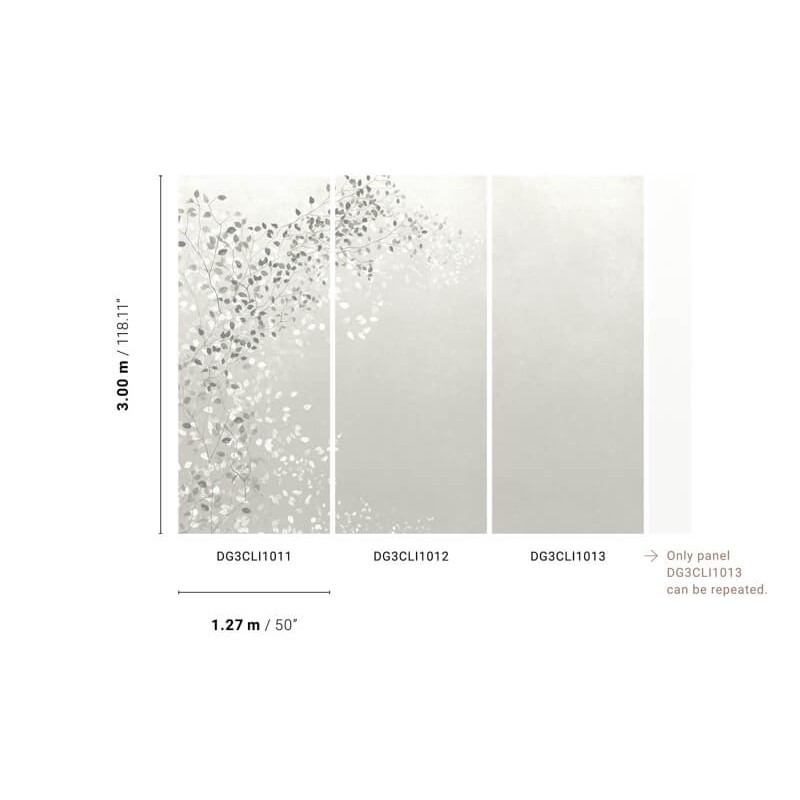 Elegáns fali poszter levél mintával szürke DG3CLI101 (381X300cm)