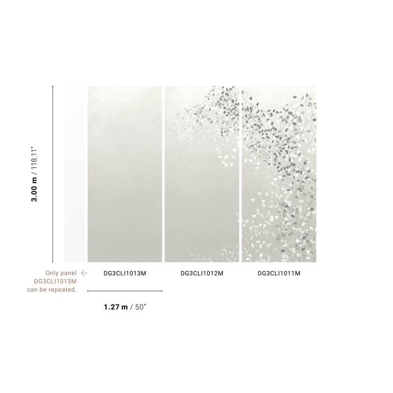 Elegáns fali poszter levél mintával szürke DG3CLI101 (381X300cm)