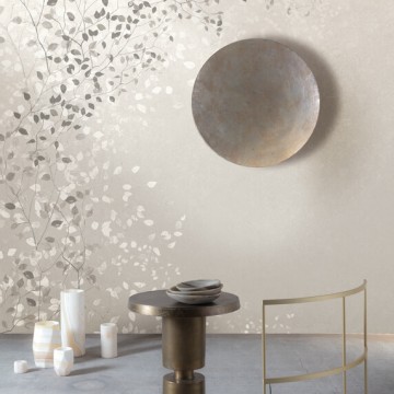 Elegáns fali poszter levél mintával szürke DG3CLI101 (381X300cm)