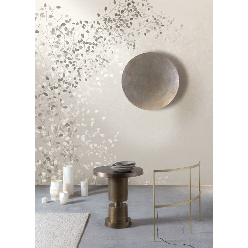 Elegáns fali poszter levél mintával szürke DG3CLI101 (381X300cm)