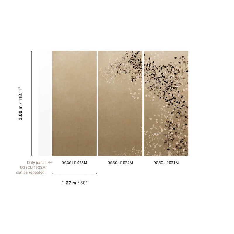 Elegáns fali poszter levél mintával barna DG3CLI102 (381X300cm)