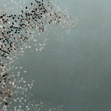 Elegáns fali poszter levél mintával kékeszöld DG3CLI103 (381X300cm)