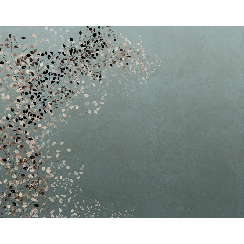 Elegáns fali poszter levél mintával kékeszöld DG3CLI103 (381X300cm)