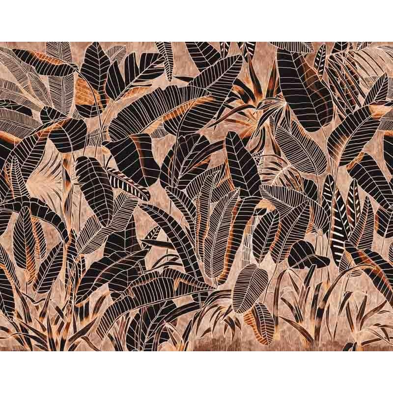 Fali poszter barna rajzolt levelekkel DG3GRA102 (381X300cm)