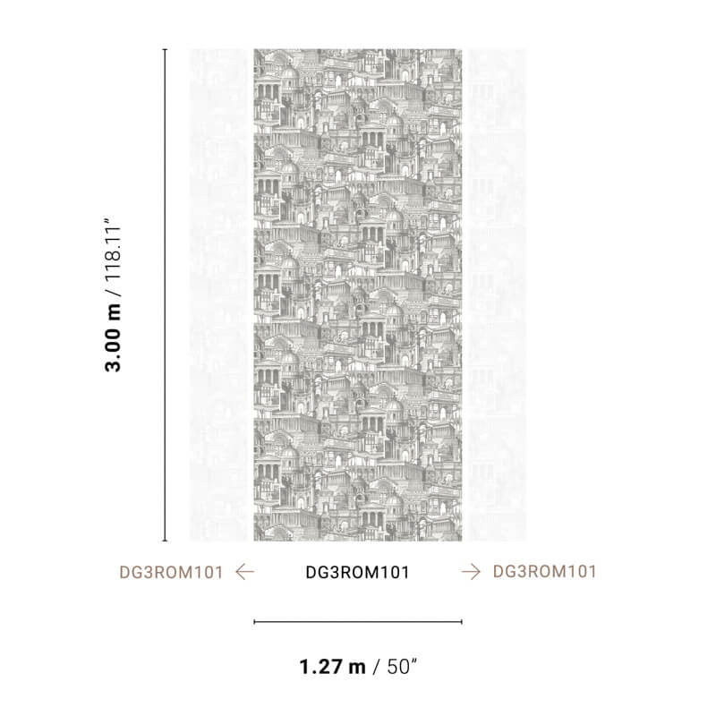 Épületek klasszikus fali poszter szürke DG3ROM101 (127X300 cm)