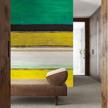 Élénk színű fali poszter sárga zöld csíkokkal DG4TER101 (212X260 vagy 300 cm)