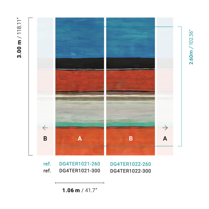 Élénk színű fali poszter kék narancs csíkokkal DG4TER102 (212X260 vagy 300 cm)