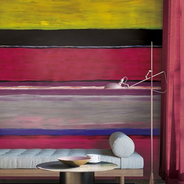 Élénk színű fali poszter csíkokkal sárga magenta alap DG4TER104 (212X260 vagy 300 cm)