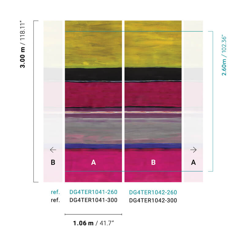 Élénk színű fali poszter csíkokkal sárga magenta alap DG4TER104 (212X260 vagy 300 cm)