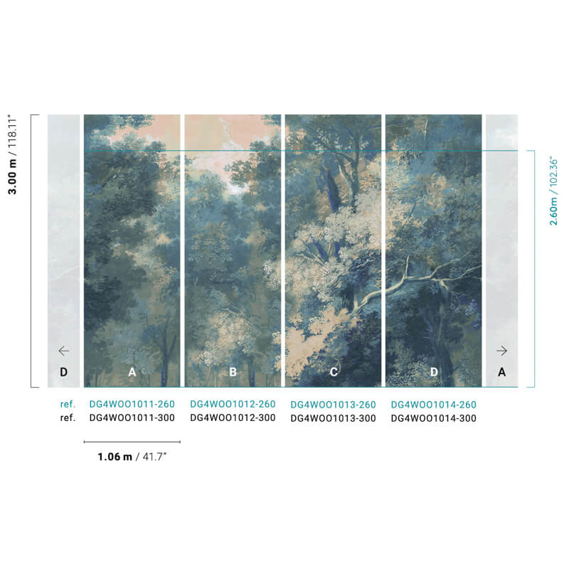 Fák zöldeskék posztertapéta DG4WOO101 (424X260 vagy 300 cm)