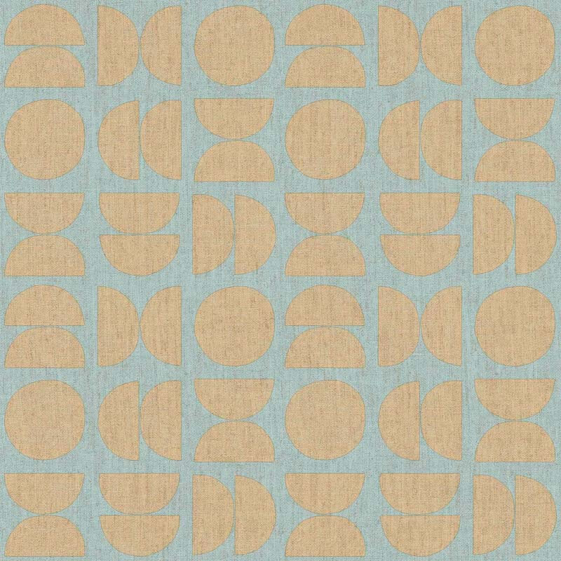 Világoskék aranysárga retro félkör mintás tapéta 30156 (Energie)
