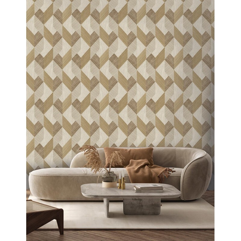 Geometriai mintás design tapéta textil hatású mintával bézs-barna AN02139 (Andalusia)
